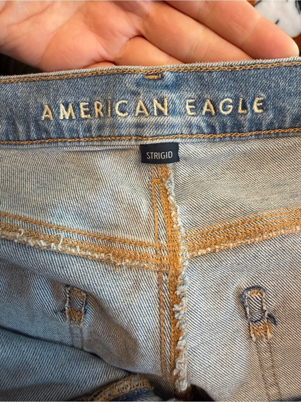 American Eagle High Rise Stovepipe Jeans Light Wash Size 18 Tall - Picture 5 of 6